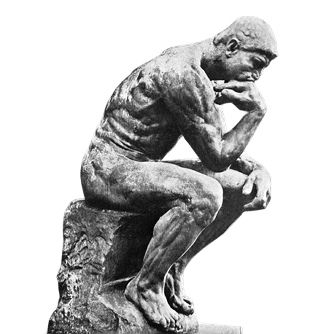 A statue of a thinking man.